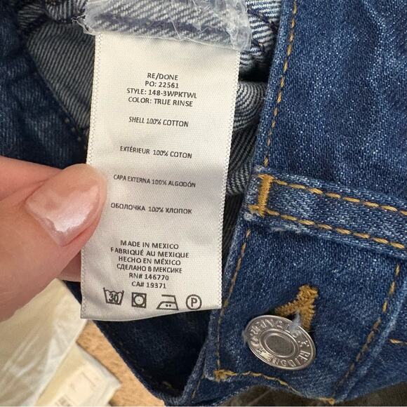 NWT RE/DONE 70's Style Retro pocket Wide Leg Jeans in True Rinse Size 26 - Picture 9 of 10